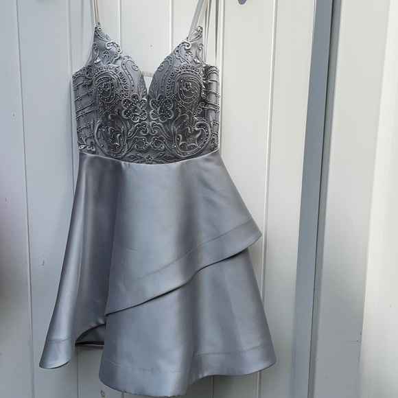 Homecoming/ formal silver dress - Picture 1 of 10